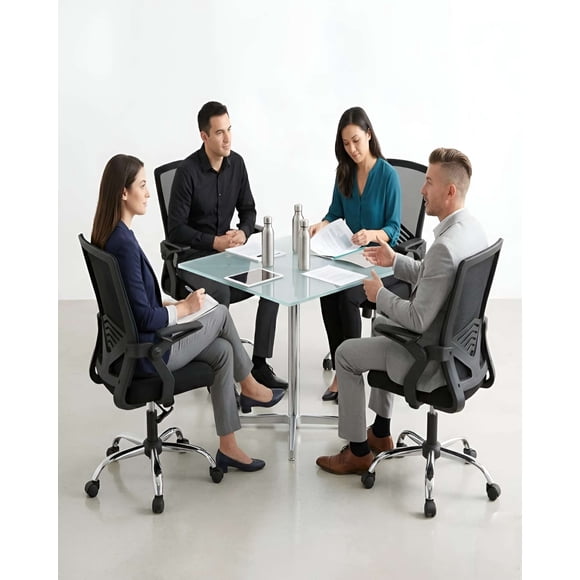 Pack 4 Silla de Oficina Ergonómica Brazos Abatibles y Soporte Lumbar