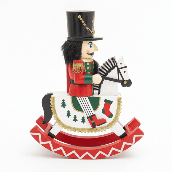 Cascanueces Caballo Balancin Navideno 30cm Sombrero Copa