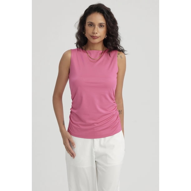 Polera Mujer Doble Capa Delantera Fucsia