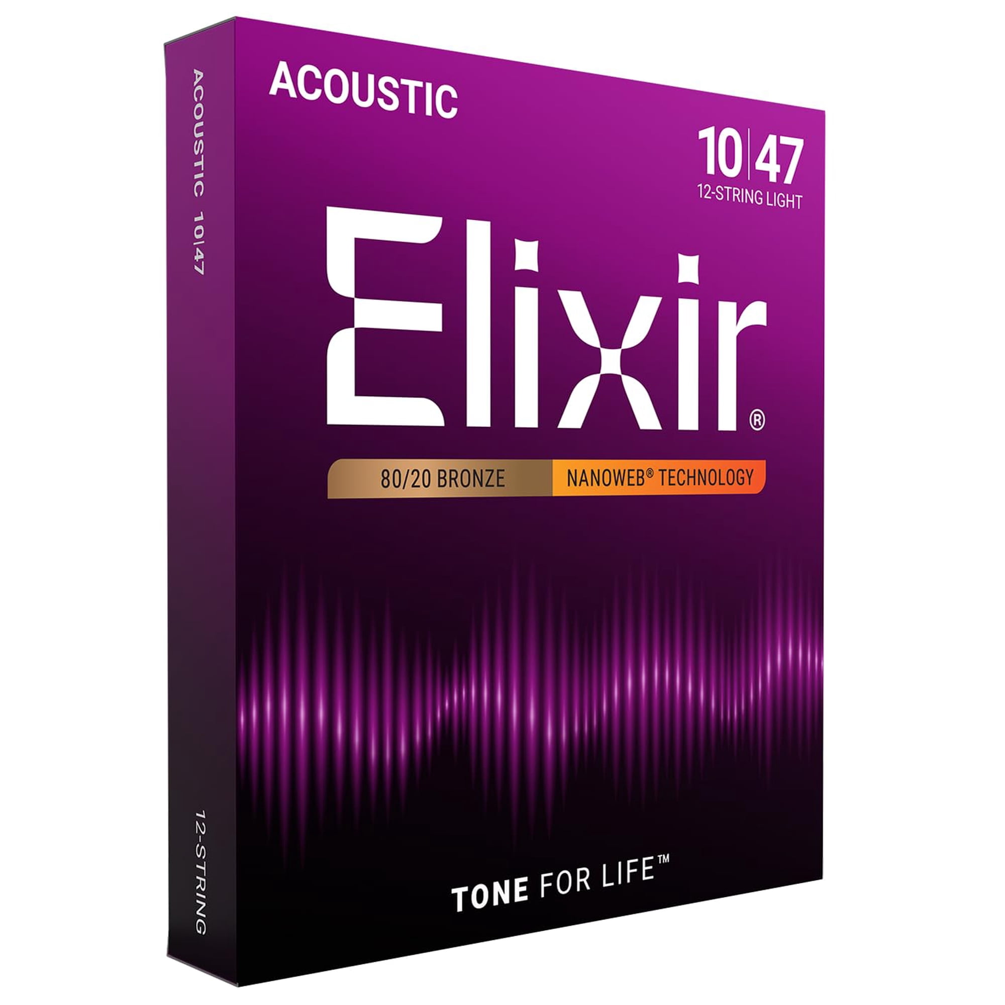 Cuerdas Para Guitarra Acústica Elixir 80/20 Bronze Nanoweb De 12 Cuerdas