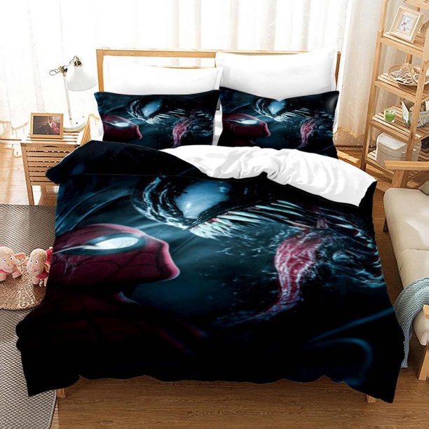 Deadpool Spiderman Quilt Duvet Cover Set Bedclothes Queen Kids3-Piece Bedding Set