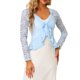 thumbnail image 1 of INSPIRE CHIC Bolero de Encaje Floral para Mujer con Dobladillo Volante, Cárdigan Recortado con Lazo Frontal, Cubierta Ligera de Verano Azul Claro M, 1 of 6