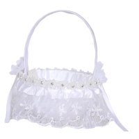 Bothyi - Cesta De Niña De Flores Blancas De Encaje De Dama De Honor Para Mesa De Ducha De Boda Estilo De Compromiso F