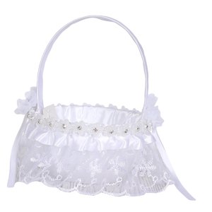 Bothyi - Cesta De Niña De Flores Blancas De Encaje De Dama De Honor Para Mesa De Ducha De Boda Estilo De Compromiso F