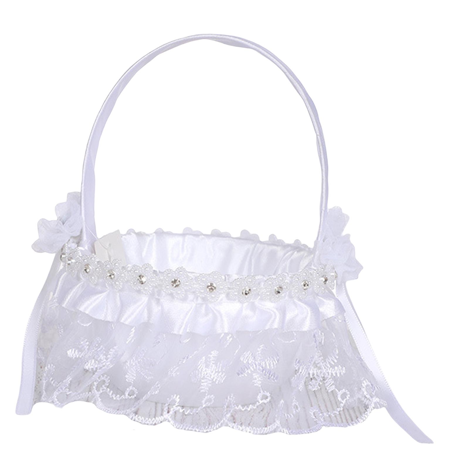 Bothyi - Cesta De Niña De Flores Blancas De Encaje De Dama De Honor Para Mesa De Ducha De Boda Estilo De Compromiso F