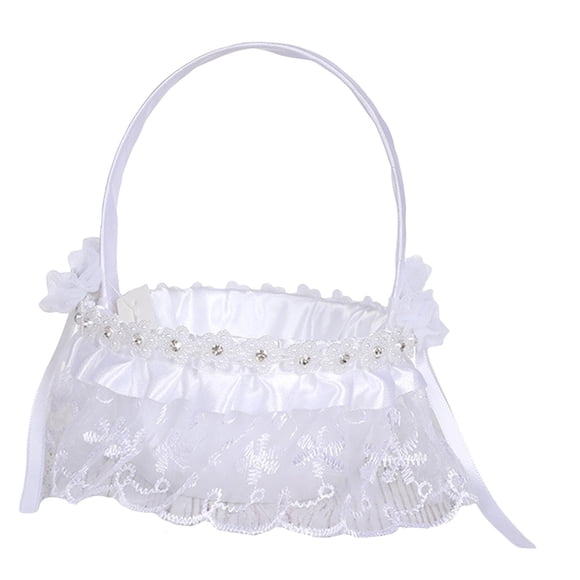 Cesta De Niña De Flores Blancas De Encaje De Dama De Honor Para Mesa De Ducha De Boda Estilo De Compromiso F