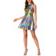 thumbnail image 1 of INSPIRE CHIC Vestido de Mujer Sin Mangas Cintura Alta Brillante Ajustado y Acampanado Mini Vestido Azul Púrpura M, 1 of 7