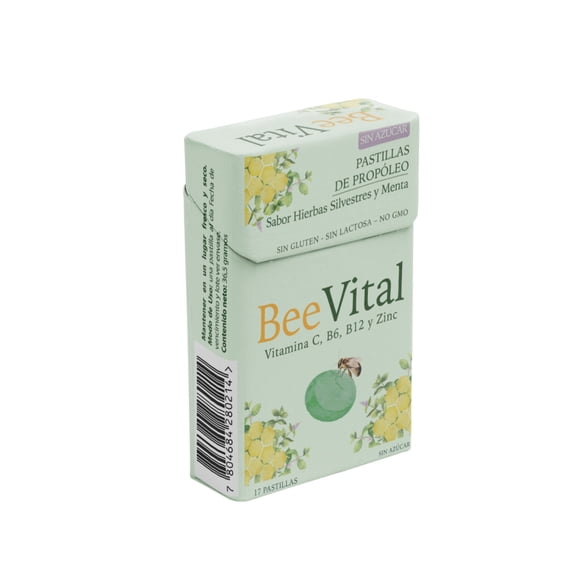 BeeVital® Pastillas de Propóleo Sin Azúcar Sabor Menta y Hierbas