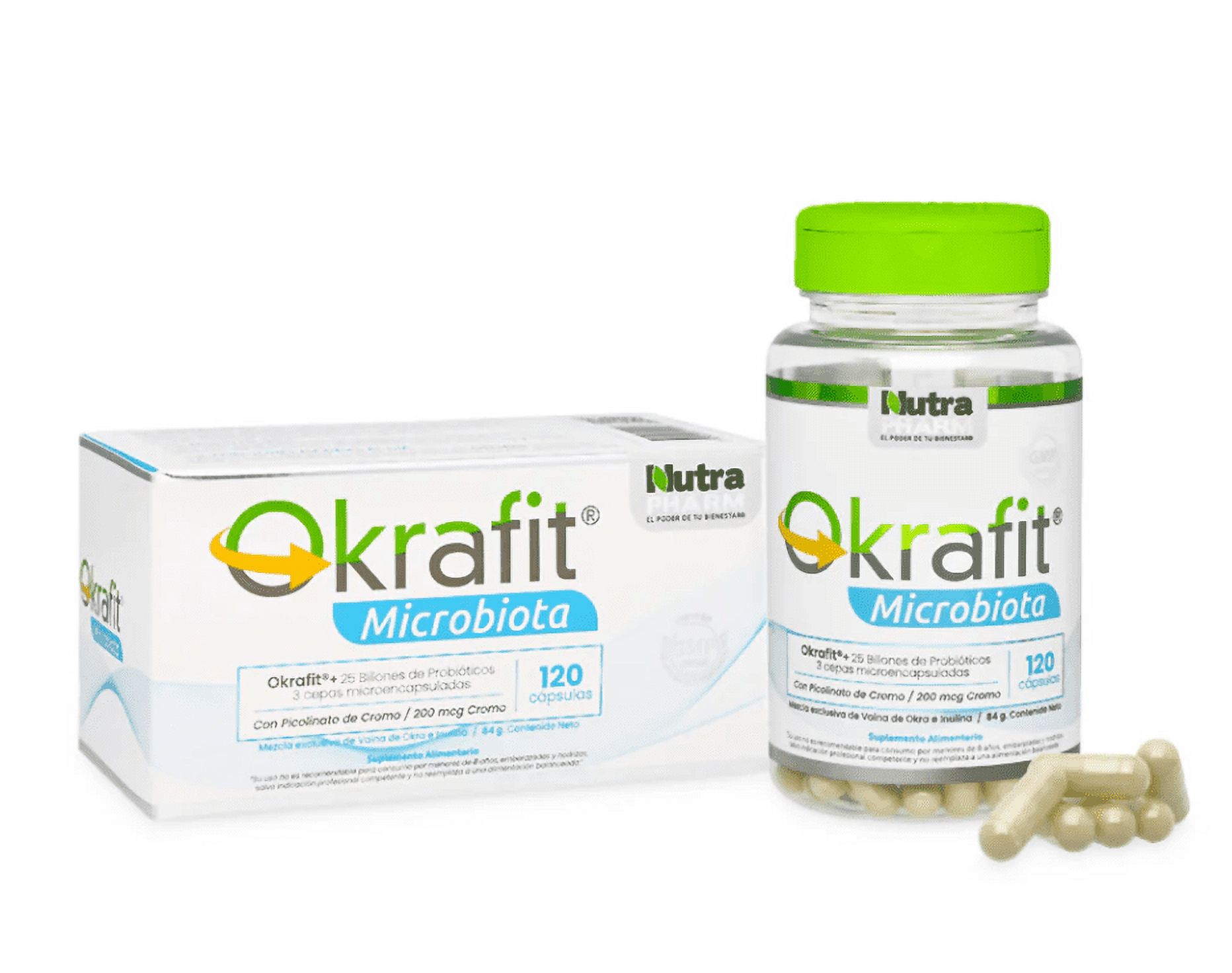 Nutrapharm - Quemador De Grasa Okrafit Microbiota Probiotix Atrapa Grasas
