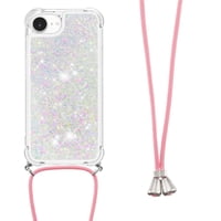 Funda Foxdock Para Iphone 16E Con Cuerda Ajustable, Brillo Líquido, Protección Antigolpes Y Lente – Ideal Para Regalo