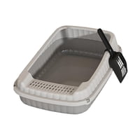 Magideal - Bandeja De Arena Para Mascotas Abiertas De Caja De Arena De Gato, Con Pala De Arena Para Gatos, Baño Para Ir Al Baño De Gato Gato Para Gatos Pequeños Gris