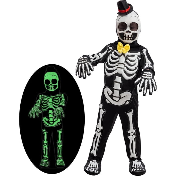 Spooktacular Creations Disfraz de esqueleto que brilla en la oscuridad, talla M