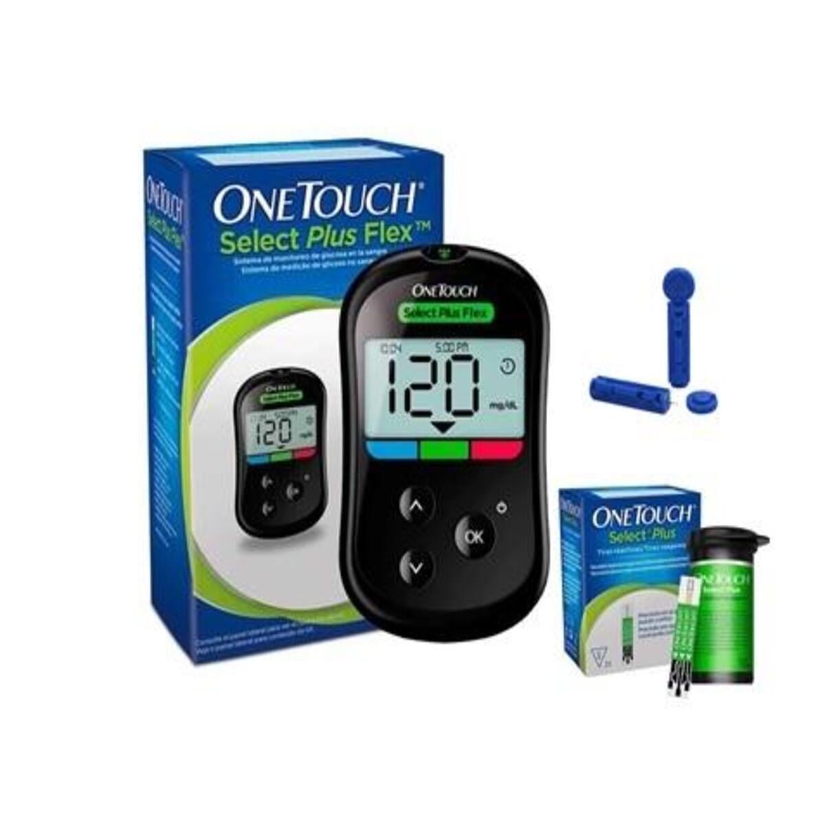 Medidor De Glucosa One Touch Select Plus Flex + 25 Cintas + 25 Lancetas