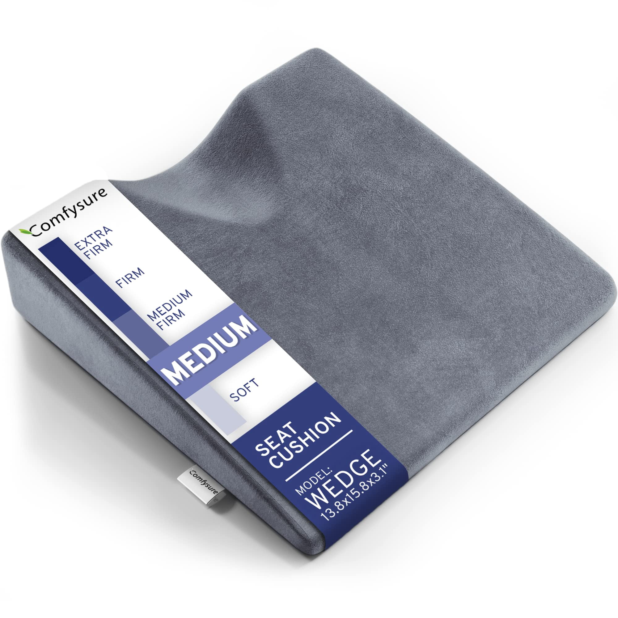 Cojín De Asiento En Cuña De Espuma Viscoelástica Comfysure Con Soporte Para El Coxis