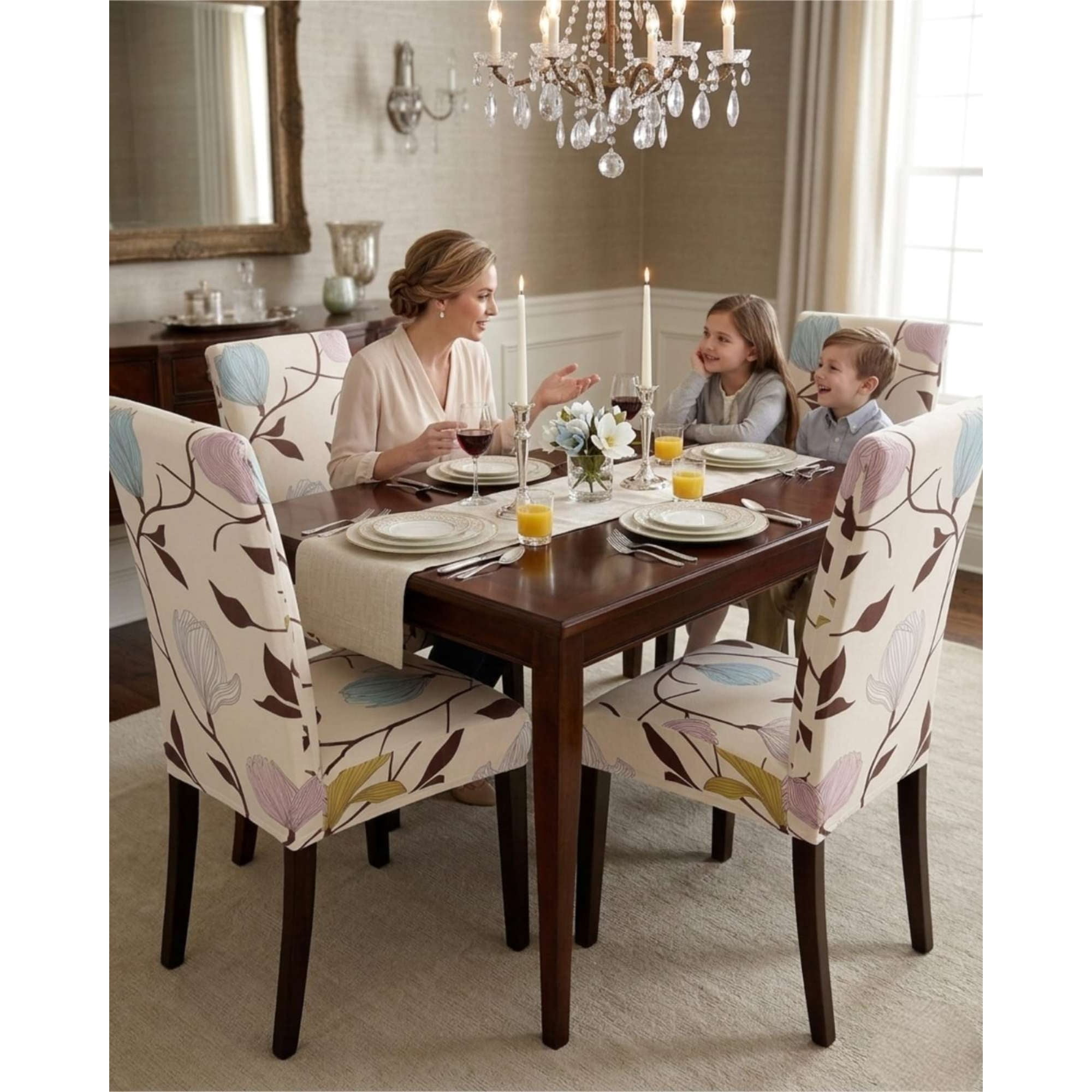 Mylhogar - Pack De 6 Fundas Elasticas Para Sillas Con Diseño Moderno