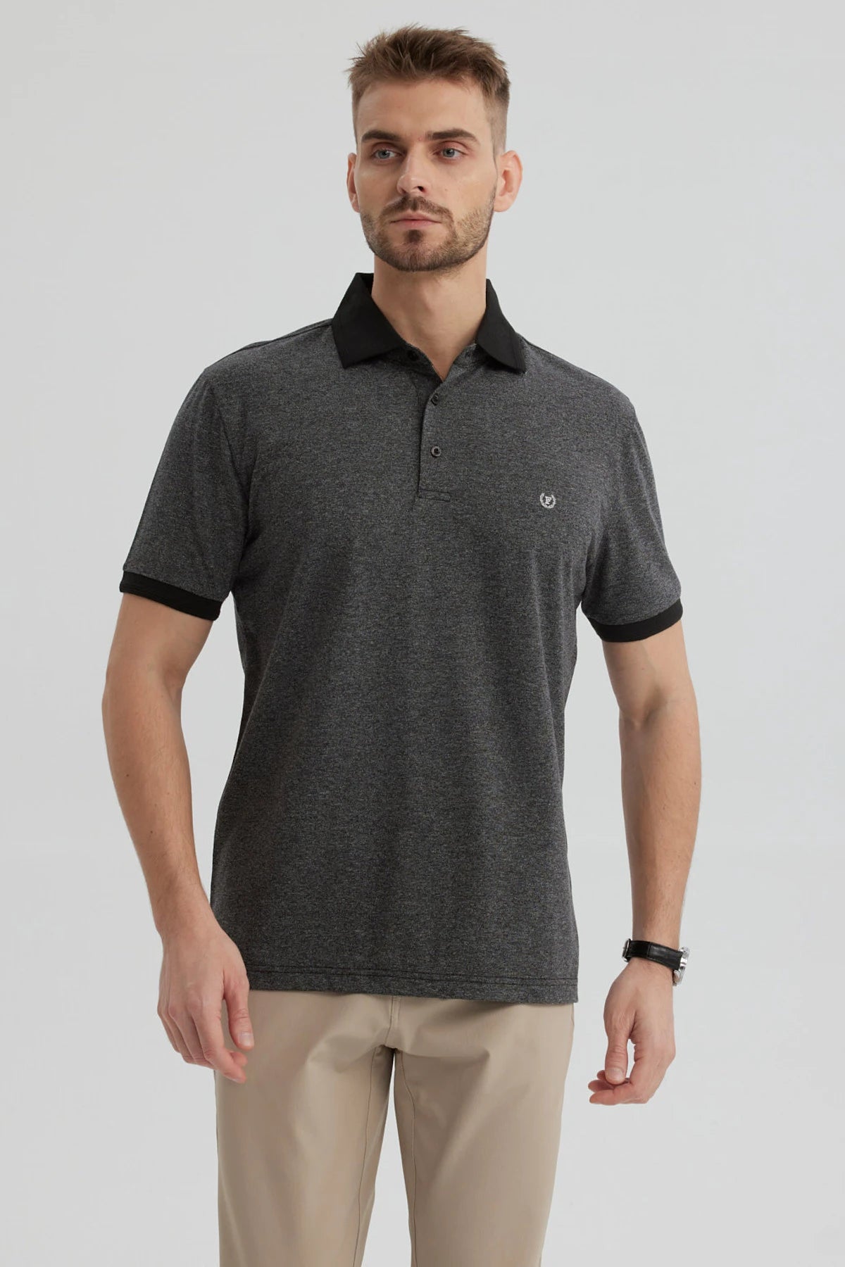 Fashionspark - Polera Hombre Con Contraste Negro