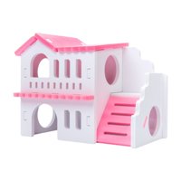 Magideal - Escondite De Animales Pequeños Con Divertidos Juguetes De Ejercicio De Escalera Decoración De Hábitat De Dos Capas Escondite Para El Mouse Hámster Blanco Rojo