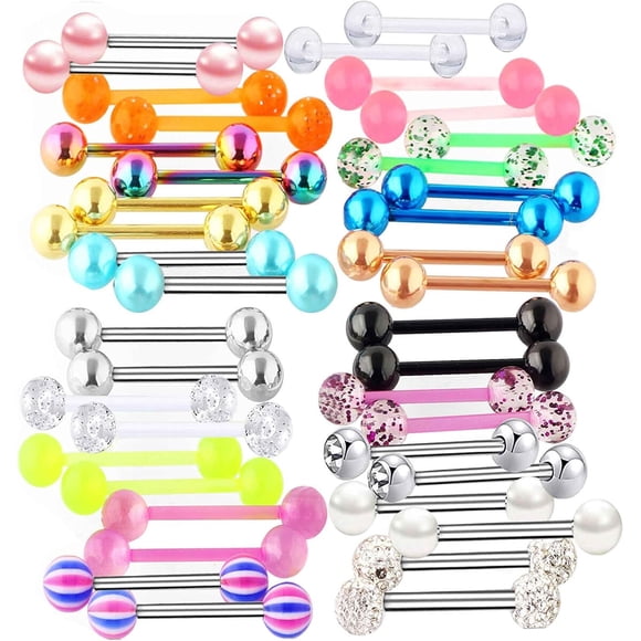 Piercings de lengua Suotarn 14G 16 mm, 20 pares