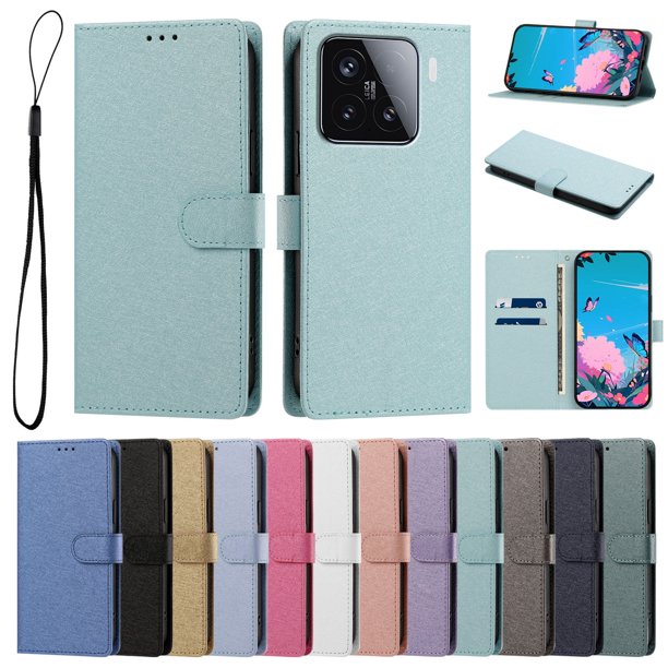 Cartera para Xiaomi 15 con Soporte y Correa, Verde Menta
