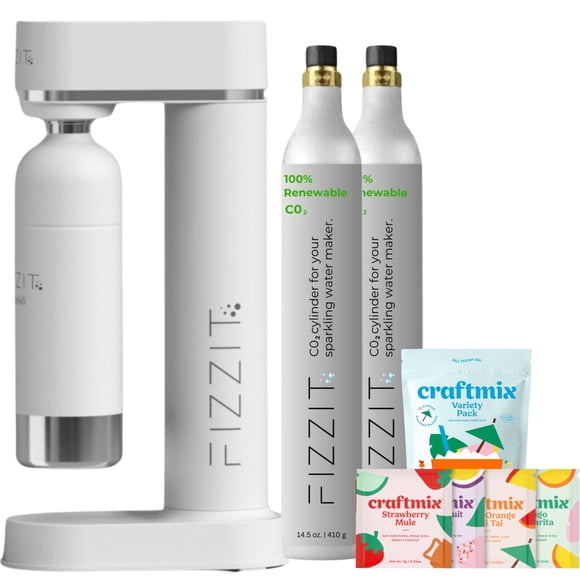 Soda Maker FIZZIT Fizz & Flavor Power Bundle con mezcla de 12 sabores