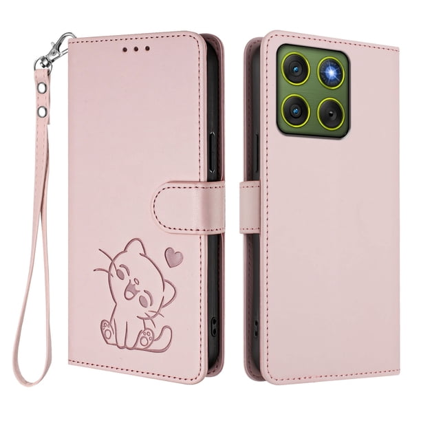 Carcasa Billetera de Cuero Sintético para Motorola Edge 70 5G, Rosa