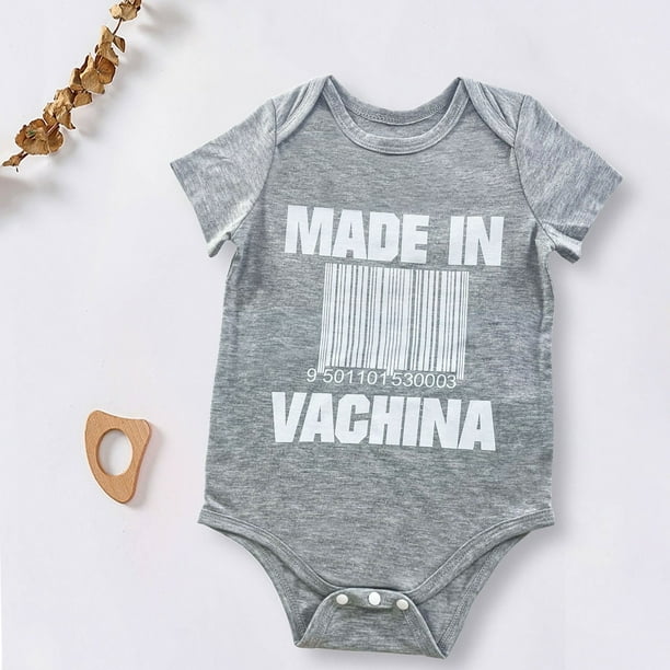 Baby Girls & Boys Cute "Made In Vachina" Short Sleeve Onesie Clothes For Summer