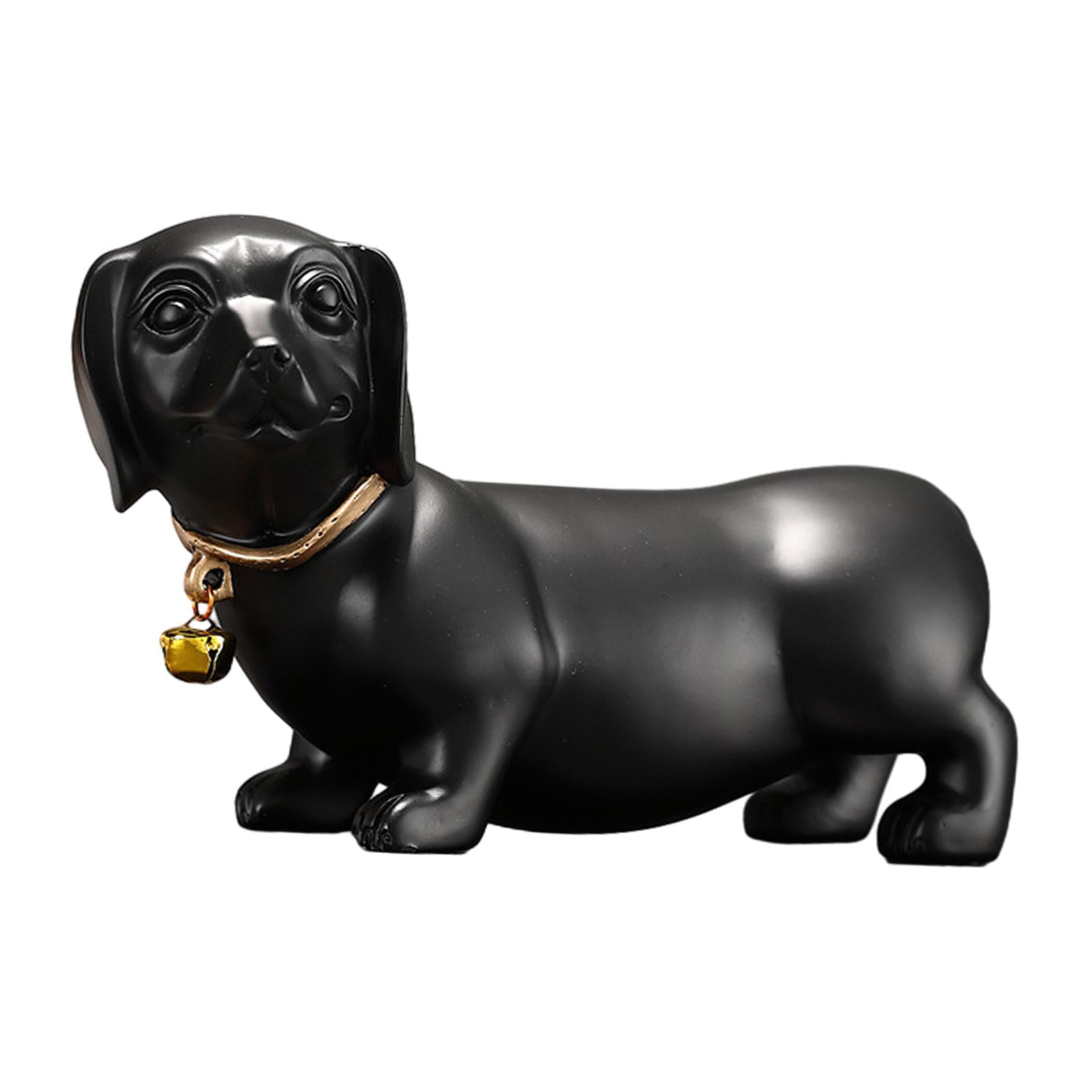 Magideal - Arte De Escultura De Perro, Estatua De Animal, Regalos Artísticos, Estatuilla De Perro Salchicha, Adorno De Perro Salchicha Para Decoración De Mesa De Negro