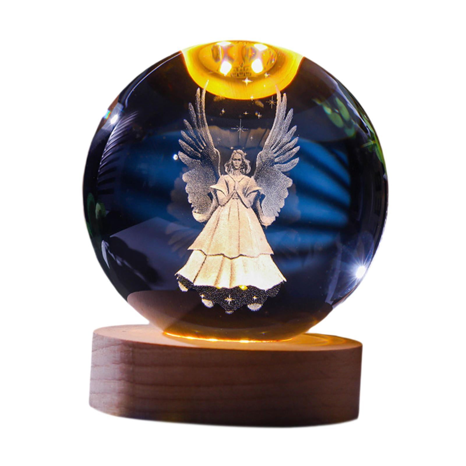 Ioensy - Luz De Noche De Bola Transparente, Adorno De Mesa Novedoso Para Escritorio, Dormitorio, Regalo De Cumpleaños, Ángel