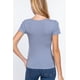 thumbnail image 4 of Saronite Camiseta Básica de Algodón Acanalado de Manga Corta con Cuello en V, Color Azul Nube (para Mujer), 4 of 4