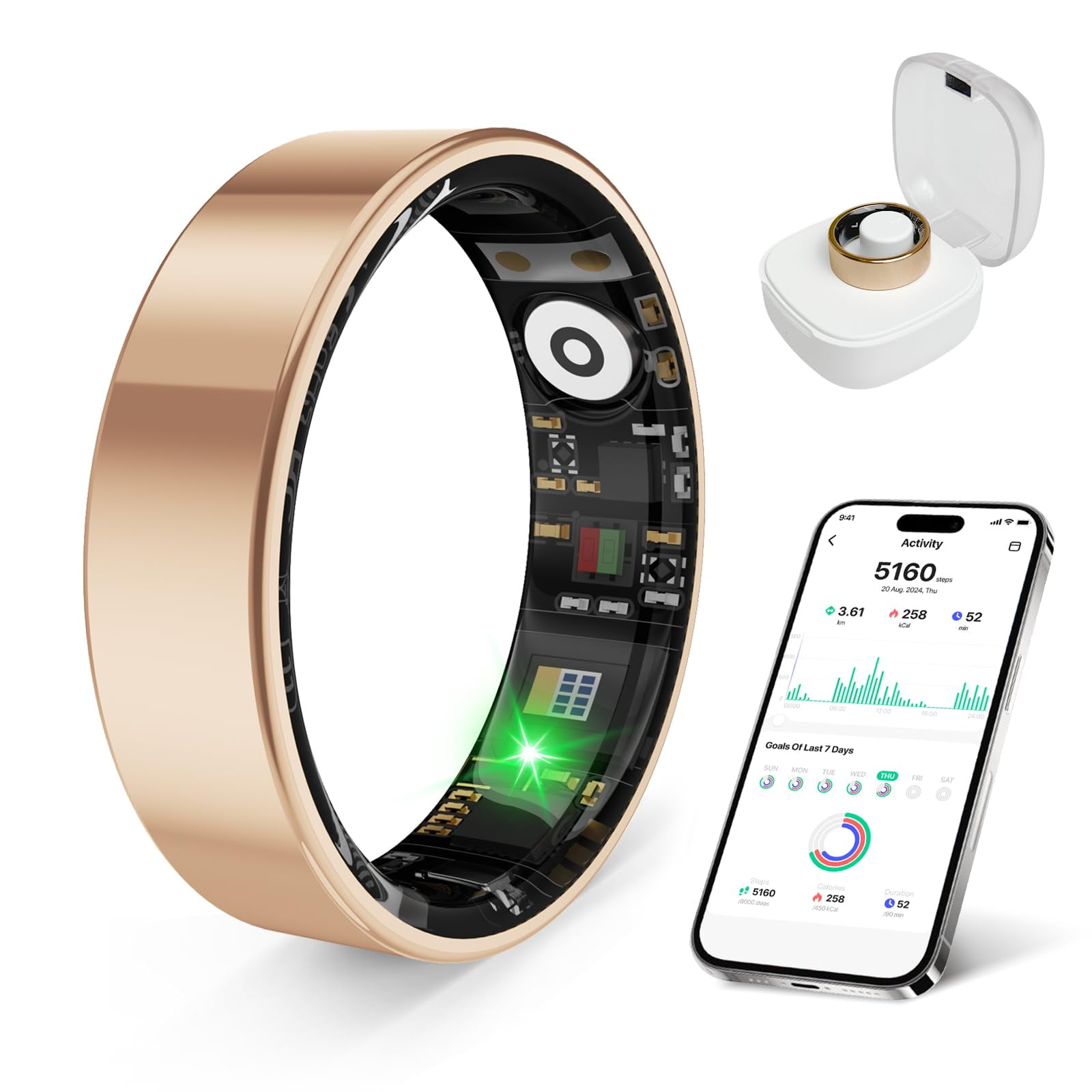 Smart Health Ring Prxxhri Con Monitor De Estrés Y Sueño