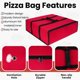 thumbnail image 2 of Bolsa para pizza TOGETRUE TTPZB001C con aislamiento para entrega, 20 x 20 cm, rojo y negro, 2 of 9