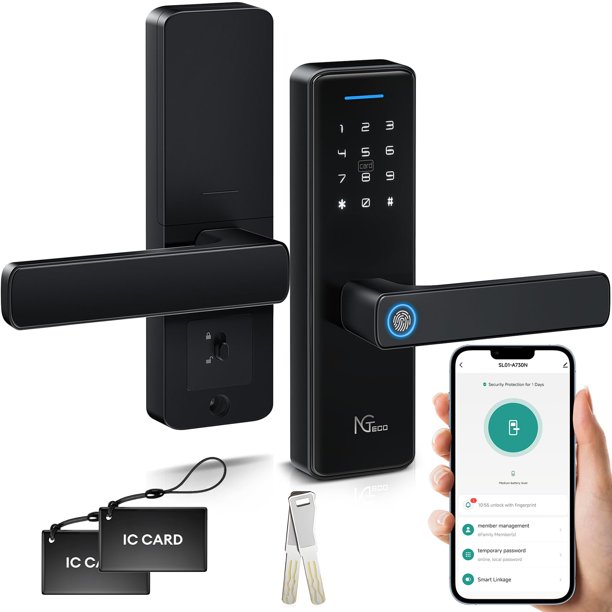 Cerradura Inteligente NGTeco Wi‑Fi con Huella Dactilar y Teclado – 5 en 1 para Puerta Principal