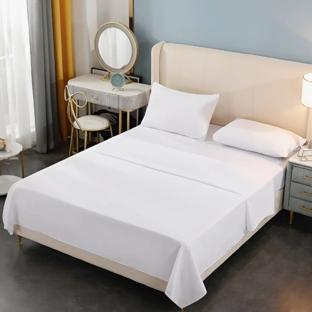 Riqui - Juego De Sábana Poli Algodón Blanco