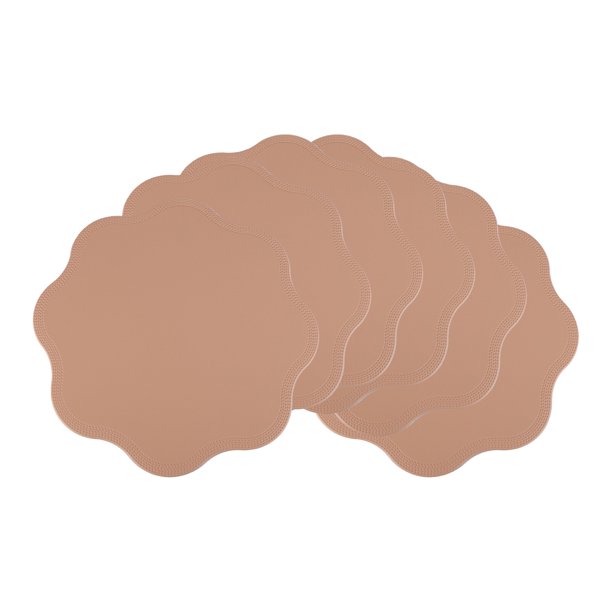 REGALWOVEN Juego de 6 manteles individuales de cuero sintético para decoración de mesa de comedor de cocina, manteles individuales lavables, mantel limpiable rosa 15*15in