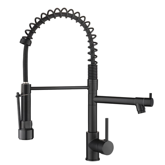 Grifo de cocina AIMADI negro con pulverizador de 2 funciones de acero inoxidable