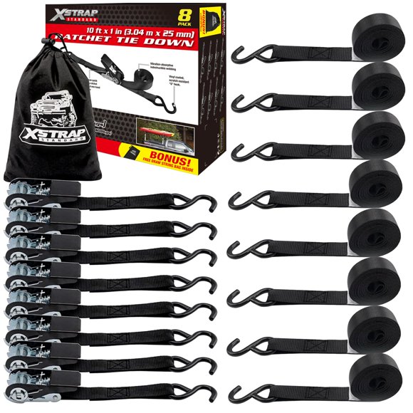 Juego de 8 correas de trinquete XSTRAP STANDARD 25 cm, 300 kg