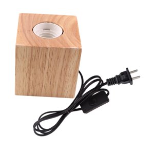 Ioensy - E27 Base De Madera Lámpara De Mesa Portalámparas Decoración Luz De Noche Cuadrada 8X8Cm