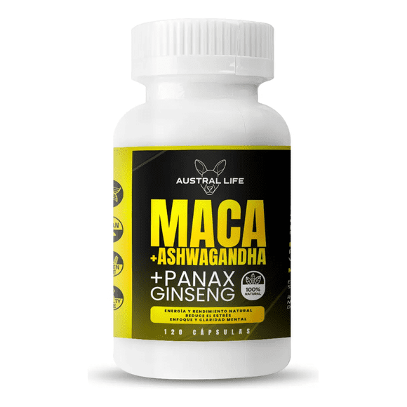 Maca + Ashwagandha + Panax Ginseng – 120 Cápsulas