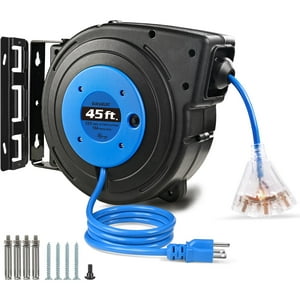 Carrete Retráctil De Cable De Extensión Suraielec, Calibre 12, 45 Pies