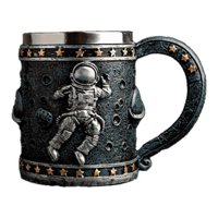 Genérico - Tazon Rustico Astronauta Resina Acero Inoxidable 400Ml