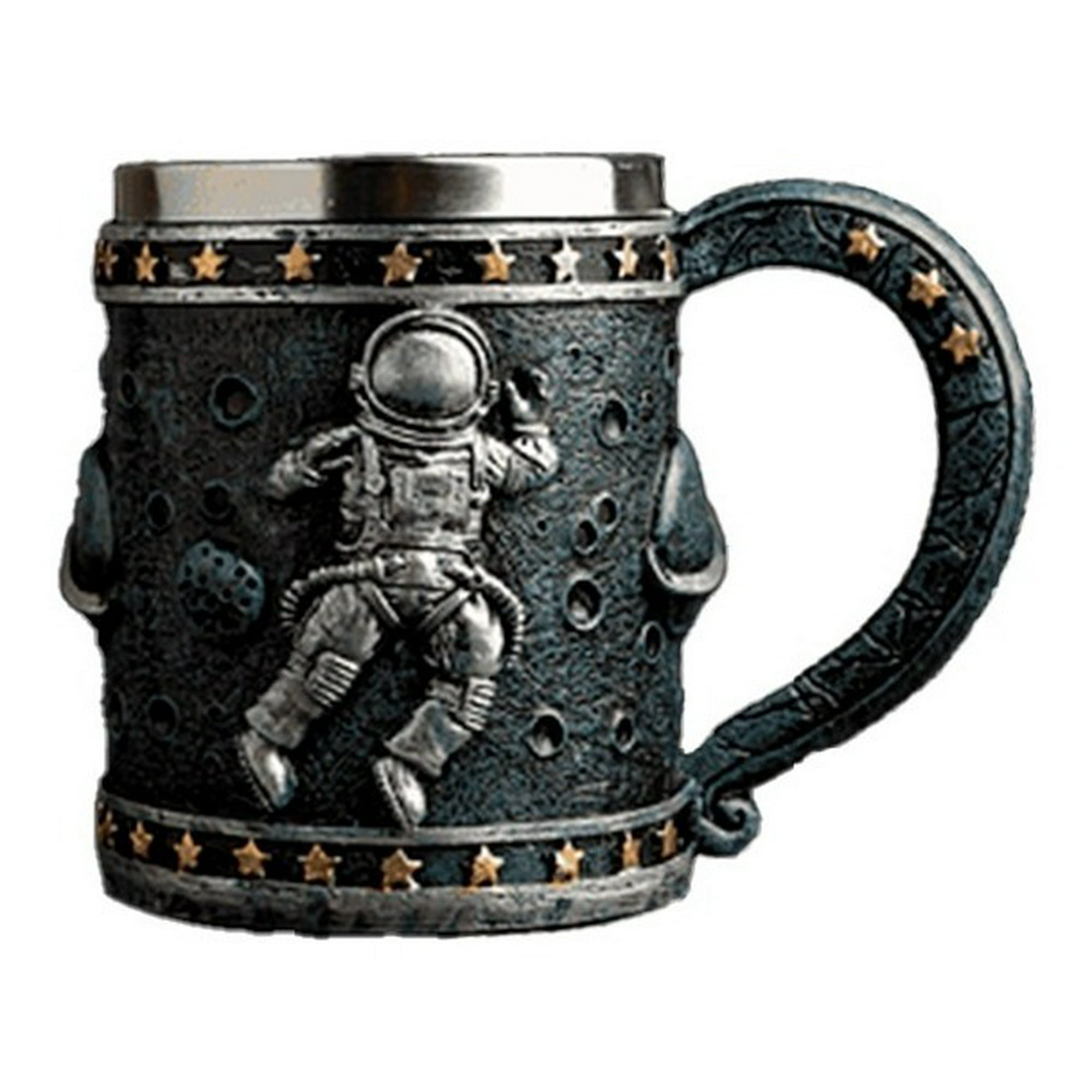 Genérico - Tazon Rustico Astronauta Resina Acero Inoxidable 400ml