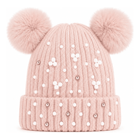 Gorro Dos Pompon Diseño Perlas Forrado Con Chiporro