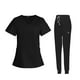 thumbnail image 1 of Conjunto Médico Femenino Enfermera Con Escote En V Traje De Manga Corta Lavable A Máquina L Negro, 1 of 3