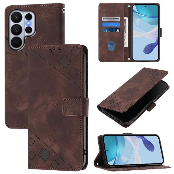 Funda Cartera para Samsung Galaxy S26 Ultra con Soporte y Ranuras, Resistente a Golpes y Rayones Marrón