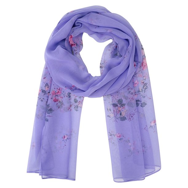 INSPIRE CHIC Bufandas Florales para Mujer Pañuelo para la Cabeza - 62" X19.7" - Pañuelo Cuadrado Estampado para Regalo Fiesta Banquete Talla Única Púrpura