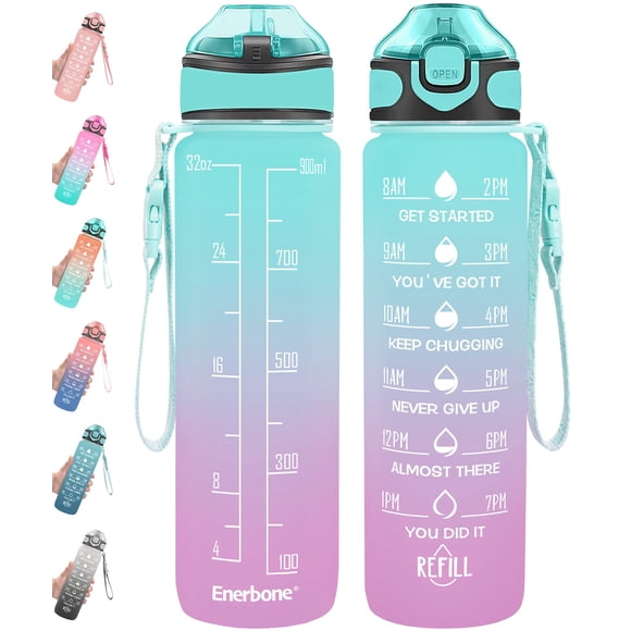 Botella De Agua De 950 Ml Con Times To Drink Y Pajita Sin Bpa