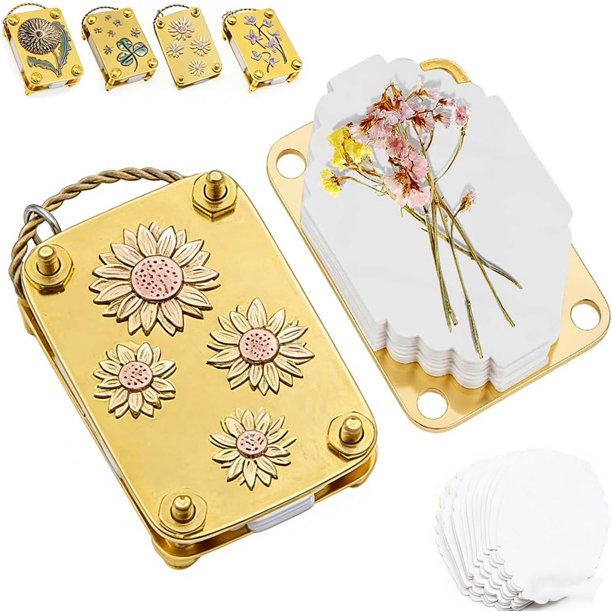 Mini prensa flores llavero kit con 20 papeles portátil flores miniatura secado arte