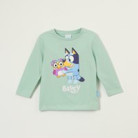 Polera Manga Larga Niño Peluche Verde Bluey