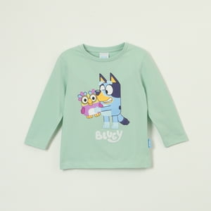 Polera Manga Larga Niño Peluche Verde Bluey