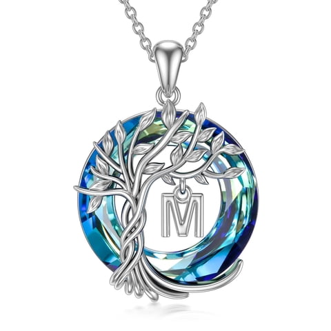 Collar Heshpaws Tree Of Life Con Inicial A-Z Azul